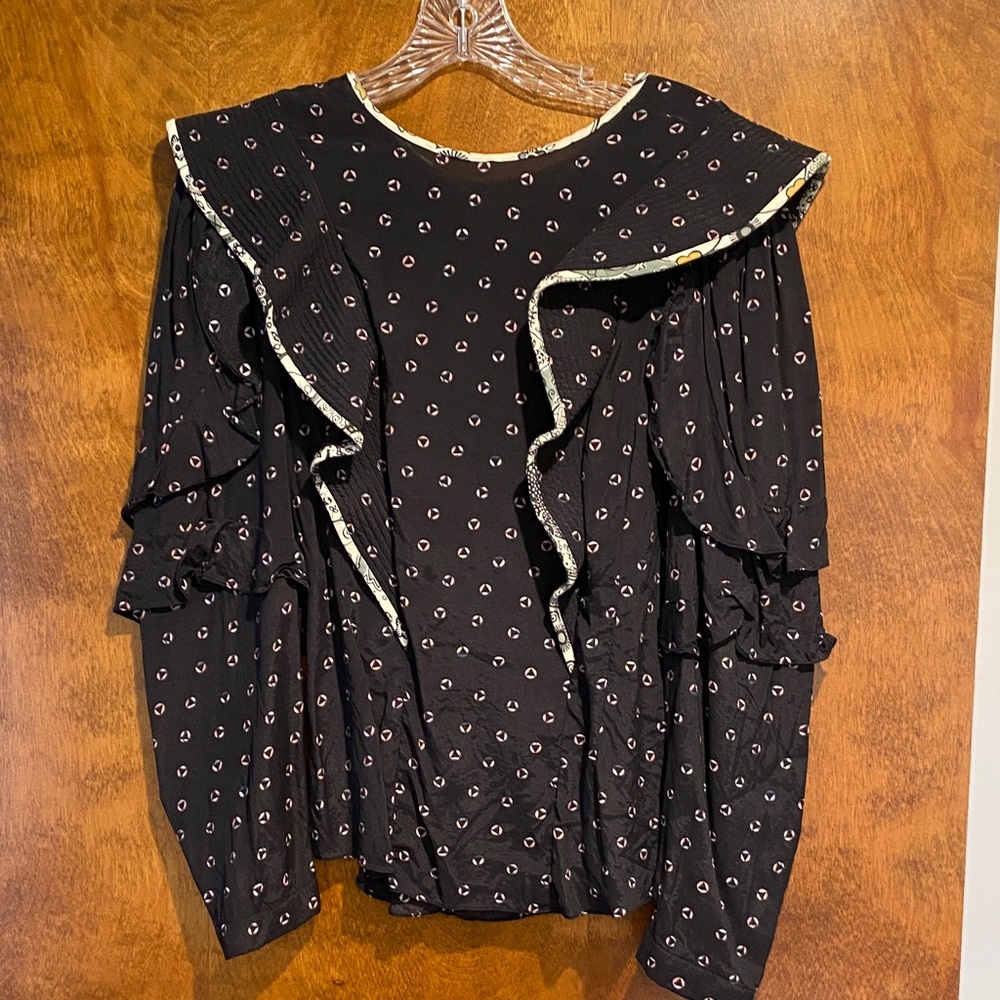Isabel Marant Black and White Ruffled Blouse